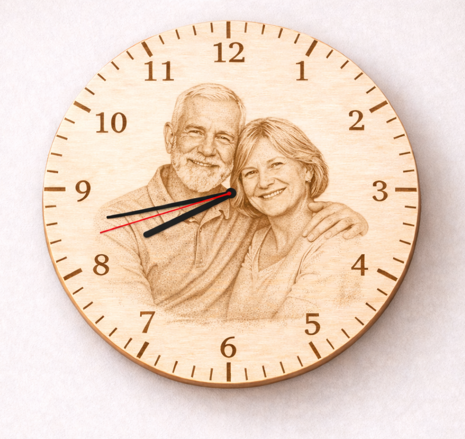 Personalizirani drveni zidni sat s fotografijom