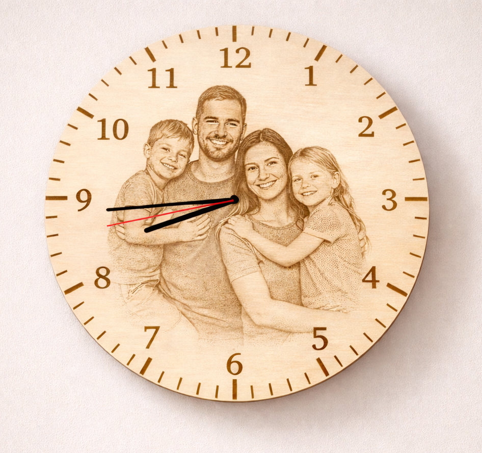 Personalizirani drveni zidni sat s fotografijom
