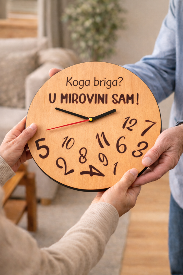 Zidni sat za mirovinu – “Koga briga? U mirovini sam!” | Drveni poklon