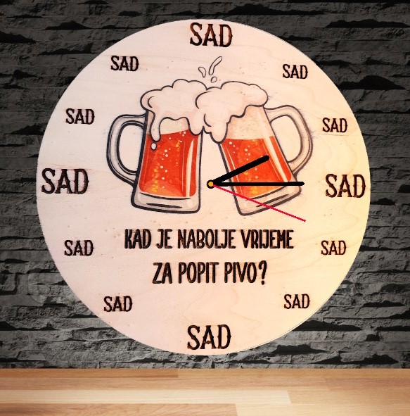 Zidni sat Kad je najbolje vrijeme za popit pivo?