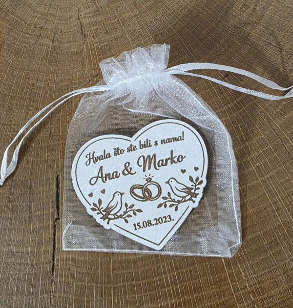 Romantične zahvalnice s ptičicama – drveni magnet Romantične zahvalnice s ptičicama – drveni magnet