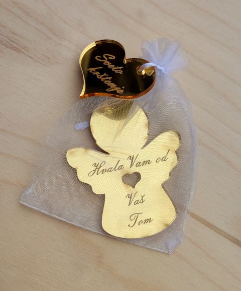 Drvene zahvalnice za krizmu anđeo s gravurom