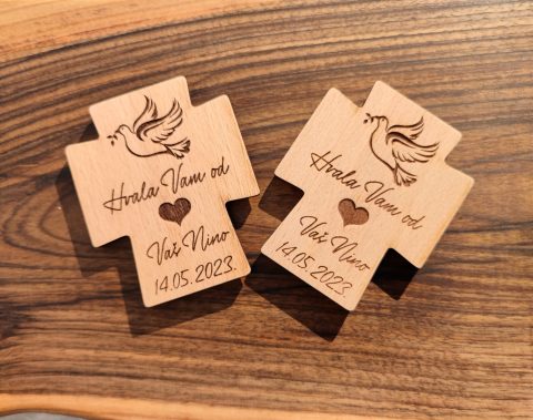 Personalizirane zahvalnice za krizmu u obliku križa