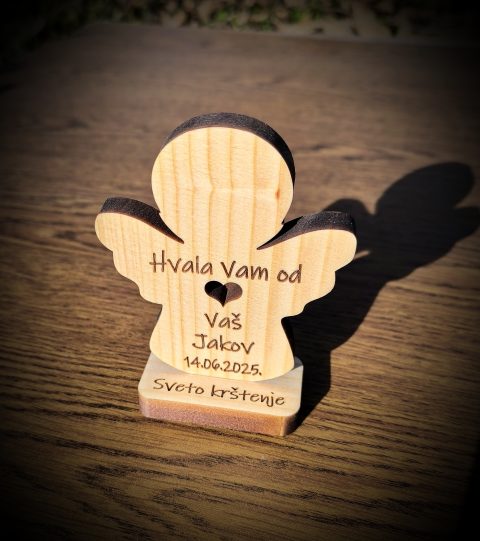 Zahvalnice za krštenje anđeo s graviranim imenom